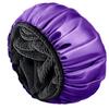 Aquior Shower Cap,Extra Large Triple Layer Bathing Cap with Dry Hair Function for Women Microfiber Terry Cloth Silky Satin 100% Waterproof Reusable Long Hair Bath Caps (Purple) view 1