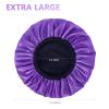 Aquior Shower Cap,Extra Large Triple Layer Bathing Cap with Dry Hair Function for Women Microfiber Terry Cloth Silky Satin 100% Waterproof Reusable Long Hair Bath Caps (Purple) view 2