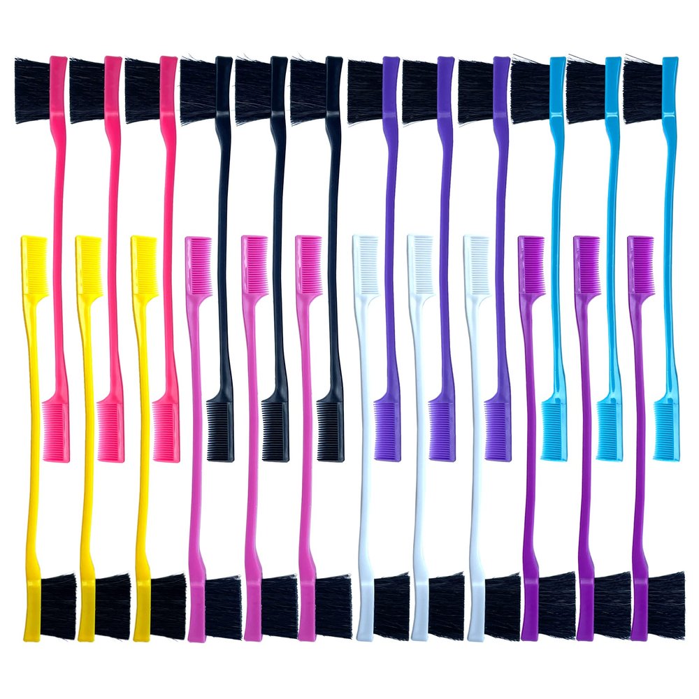 AcceLeah 24 Pieces Hair Brush Set, Nylon Teasing Hair Brushes , Double Sided Hair Edge Brush Smooth Comb Grooming, Rat Tail Combs
