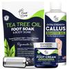 FOOT CURE Exfoliator & Callus Remover Pedicure Set  Care Kit Includes File for Dead Skin, Tea Tree Oil Soak Salts, Urea Cream 40 Percent Removal Gel Made in USA, Ivory, 4 Piece view 1