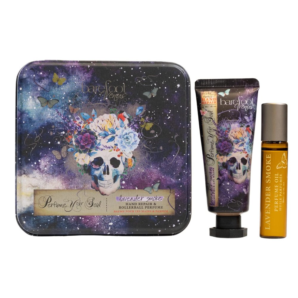Barefoot Venus Perfect Pair Hand Cream - Hand Repair & Rollerball Perfume (Lavender Smoke), 0.47 Fl Oz (Pack of 2), 8.0 milliliters