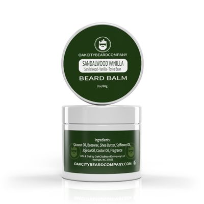 OakCityBeardCo. - Sandalwood Vanilla - 2 Ounce - Beard Balm - Beard Conditioner - Sandalwood - Vanilla