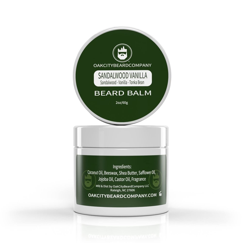 OakCityBeardCo. - Sandalwood Vanilla - 2 Ounce - Beard Balm - Beard Conditioner - Sandalwood - Vanilla