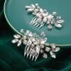 2 Pcs Bridal Wedding Hair Comb Rhinestone Silver Bridal Side Comb Crystal Rhinestone Hair Accessories for Women and Girls view 1