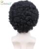 BECUS Afro Wigs for Black Men Short Afro Wigs Men 70's 80's Disco Funny Cosplay Afro Wig African American Full Synthetic Wig (Natural Black #1B) view 3