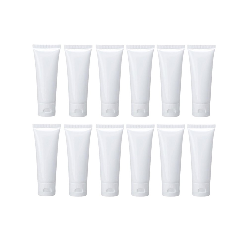 12PCS Refillable Empty Plastic Tubes White Cosmetic Containers Plastic Soft Tubes Bottle for Package Facial Cleanser Hand Cream Cosmetic Lotion(50ML)