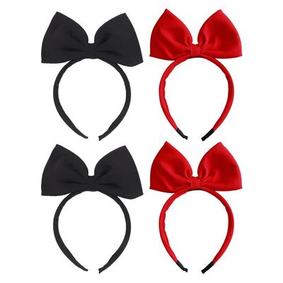 FOMIYES Large Red Bow Headbands, 4Pcs Hair Band Bow Headbands Christmas, Hair Accessories for Party and Cosplay