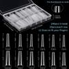MORGLES 240 Pcs Half Cover Coffin Nail Tips Clear Acrylic Extra Long False Nail Tips with Glue, Clipper, Files and Cuticle Fork for Salons and Home DIY view 2
