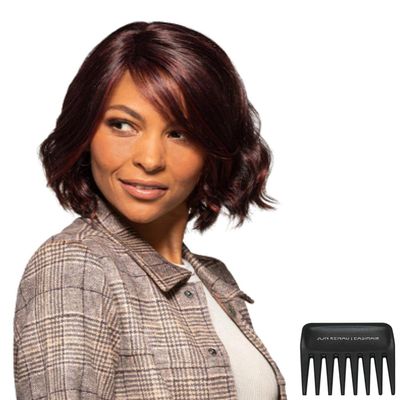 Bundle - 3 Items: Quinn Wig by Jon Renau, Christy's Wigs Q & A Booklet & Wide Tooth Comb - Color: 1BRH30