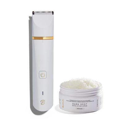 Bushbalm Bermuda Exfoliating Scrub (236 ml) for Dark Spots and Francesca Trimmer Electric Shaver for Close Grooming and Pre-Wax Preparation