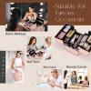 FRENESSA Makeup Train Case Cosmetic Box Portable Makeup Case Organizer 4 Trays Lock Travel Storage Organizer with Dividers Make Up Artist Vanity Hard Nail Spa Beauty Box Rose Gold Floral view 4