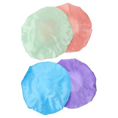 4pcs Double Layer Shower Cap Satin Miss Water Proof Bathroom Cap