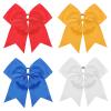 TUUXI 4pcs Large Cheering Bows 8 Inch for Hair Cheerleading Bows Ponytail Holder Ribbon Elastics Hair Ties Bands for Cheerleader Softball Football Competition College Sport Red Yellow Blue White view 1
