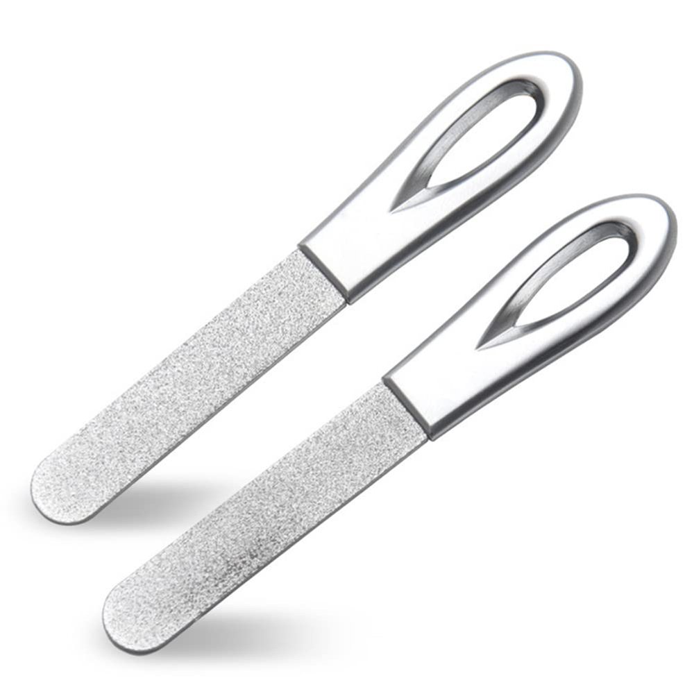 AKOAK 2 Pcs Nail File, Non-Slip Handle, Frosted Plate, Stainless Steel, Easy to Grind, Suitable for Salons, Families and Travel, for Both Men and Women