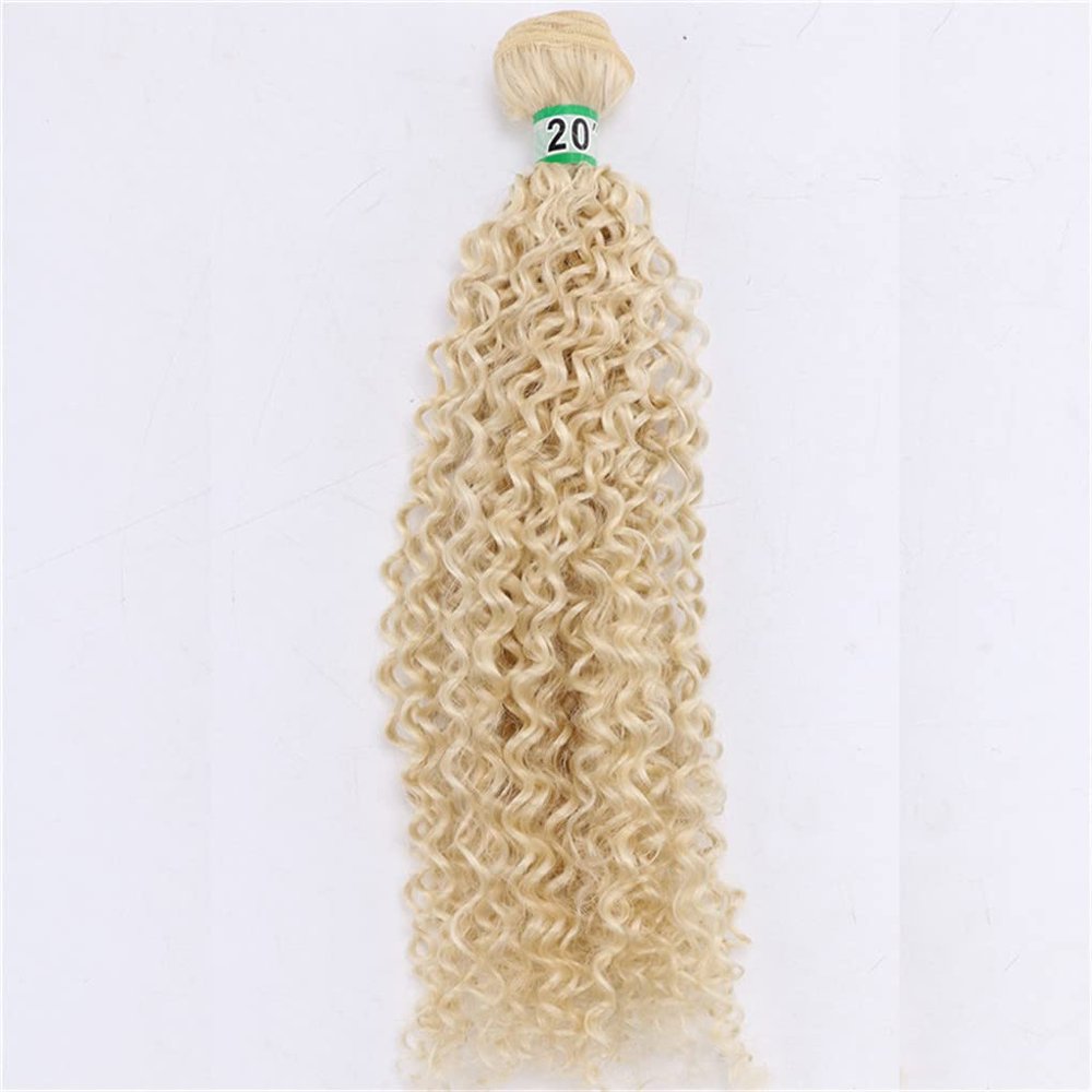 1 Bundle Kinky Curly Synthetic Hair Weave Bundles 16 18 20 Inches 70Gram Ombre Color Two Tone Curly Hair Bundles #613 1 bundle 16 inches