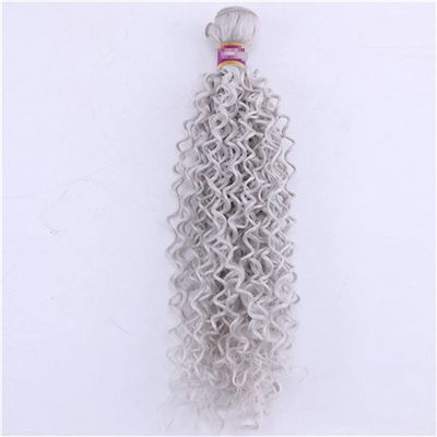 1 Bundle Kinky Curly Synthetic Hair Weave Bundles 16 18 20 Inches 70Gram Ombre Color Two Tone Curly Hair Bundles Grey 1 bundle 16 inches