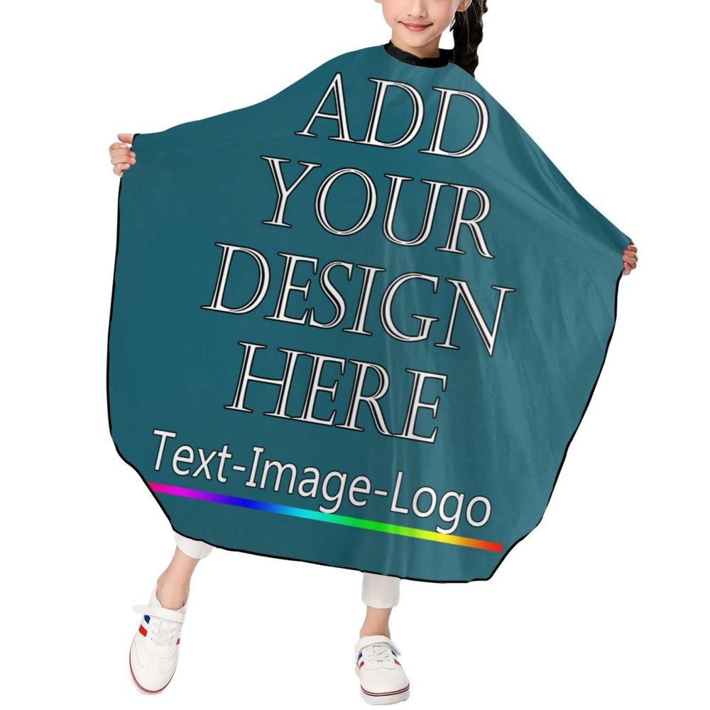 PrintOnDemand Professional Stylist Hairdresser Apron with Snap Closure with Your Image/Text Women Men Aldult Personalized Barber Cape, Blue Green
