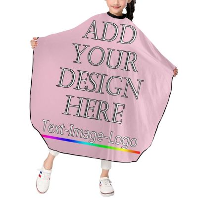 PrintOnDemand Professional Salon Cape for Men 55x66 inch, Design Styling Cape with Photo Text Logo for Adults, Kids, Salon and Home, LightPink