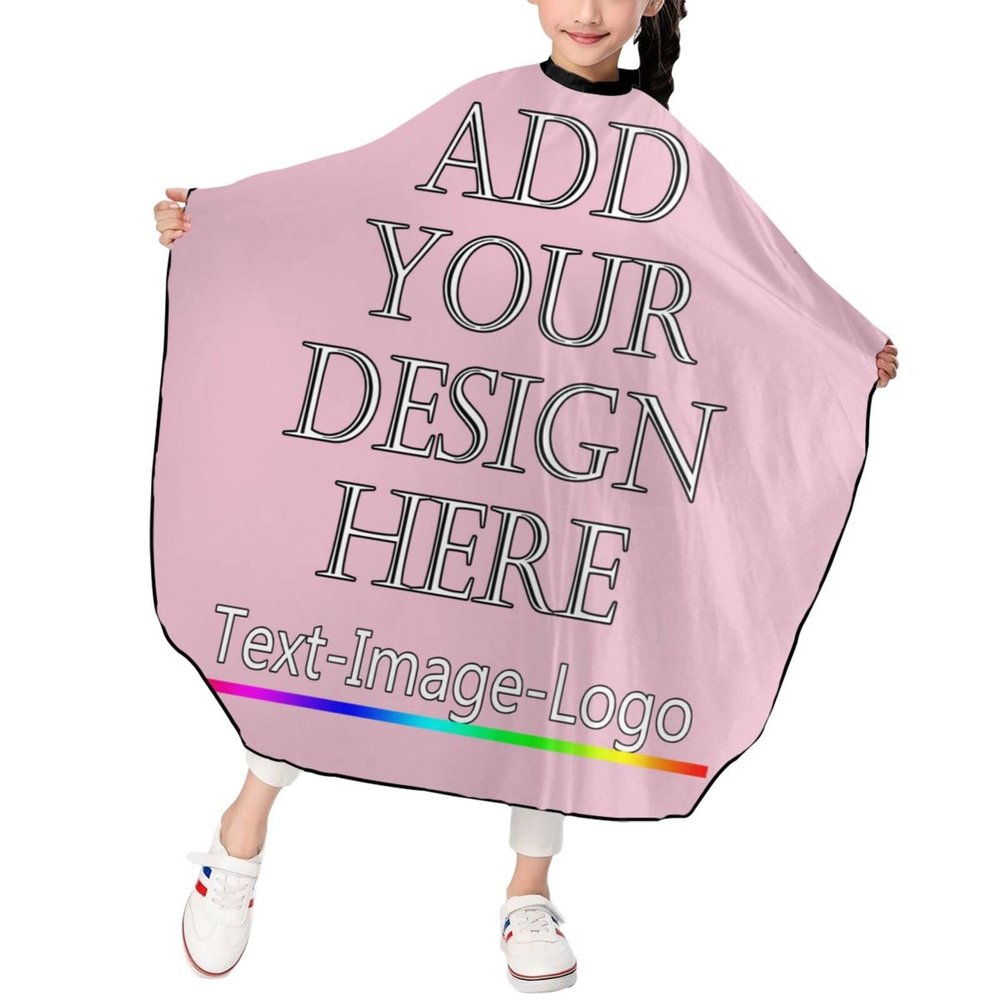 PrintOnDemand Custom Adult Haircut Cape 39x47 inch, Personalized Barber Styling Cape Add Your Image for Adults, Kids, Salon and Home,LightPink