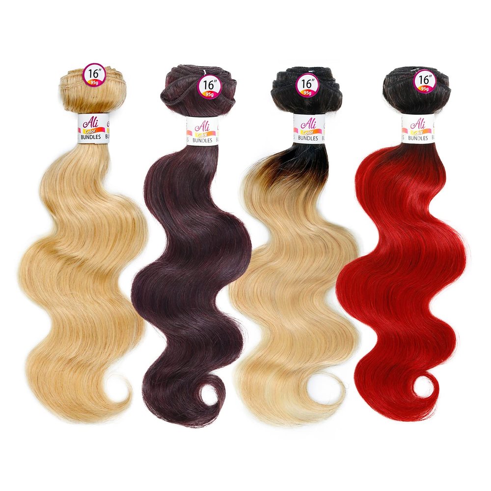 Ali Bundles Unprocessed Brazilian Virgin Human Hair Weave Body Wave ([22"], 99J)