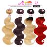 Ali Bundles Unprocessed Brazilian Virgin Human Hair Weave Body Wave ([22"], 99J) view 4
