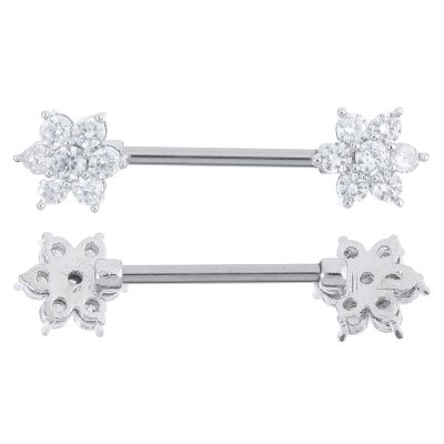 2pcs Charming Flower Shaped Papilla Studs Body Piercing Rings Breast Rings Body Piercing Jewelry Papilla Rings for Women