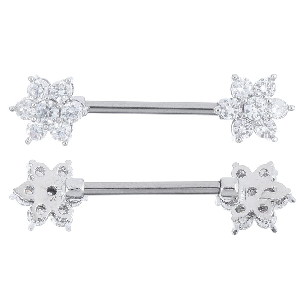 2pcs Charming Flower Shaped Papilla Studs Body Piercing Rings Breast Rings Body Piercing Jewelry Papilla Rings for Women