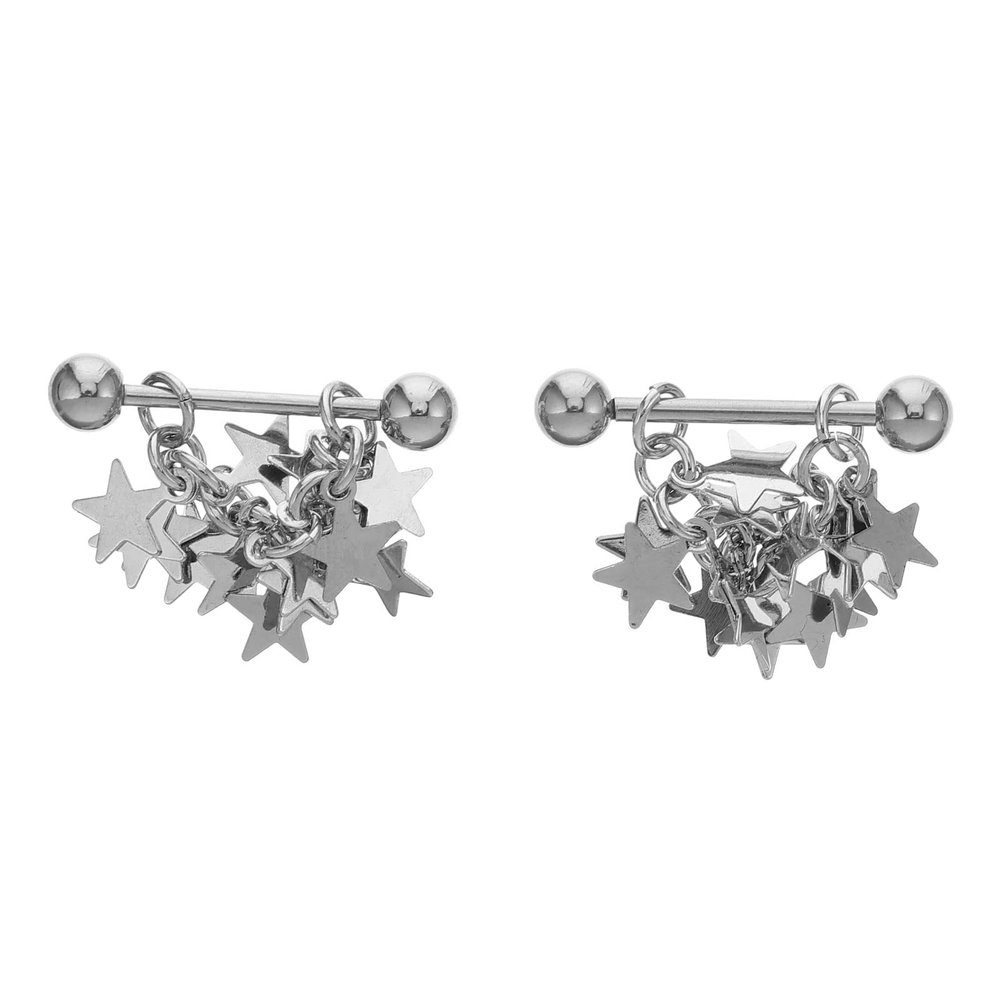 2pcs Pentagram Dangle Breast Rings Body Piercing Jewelry Papilla Studs for Women