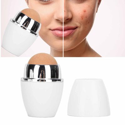 Beauty Oil-Absorbing Volcanic Stone Roller, Portable Skincare Tool Reusable Rolling Stone, Promote Cell Metabolism Face Cleaning Pore Massage Ball(White)