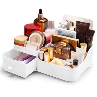 Abiudeng Makeup Organizer for Cosmetic with Drawers,Skincare Organizer for Bathroom for Lipsticks,Jewelry,Nail Care,Eyeshadows-Small White