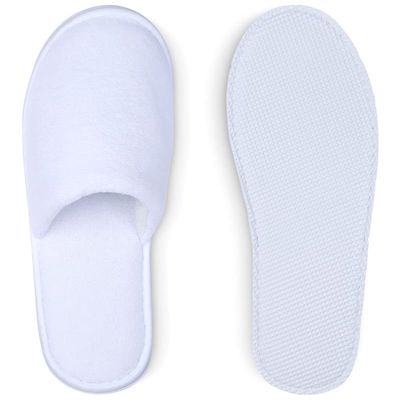 Spa Slippers, Disposable Slippers for Guests Bulk of 6 Pairs - Non-Slip Closed-Toe Premium White Spa Slippers Bulk with Travel Bags - Coral Fleece Hotel Slippers for Women and Men (6 Pair Medium)