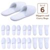 Spa Slippers, Disposable Slippers for Guests Bulk of 6 Pairs - Non-Slip Closed-Toe Premium White Spa Slippers Bulk with Travel Bags - Coral Fleece Hotel Slippers for Women and Men (6 Pair Medium) view 3