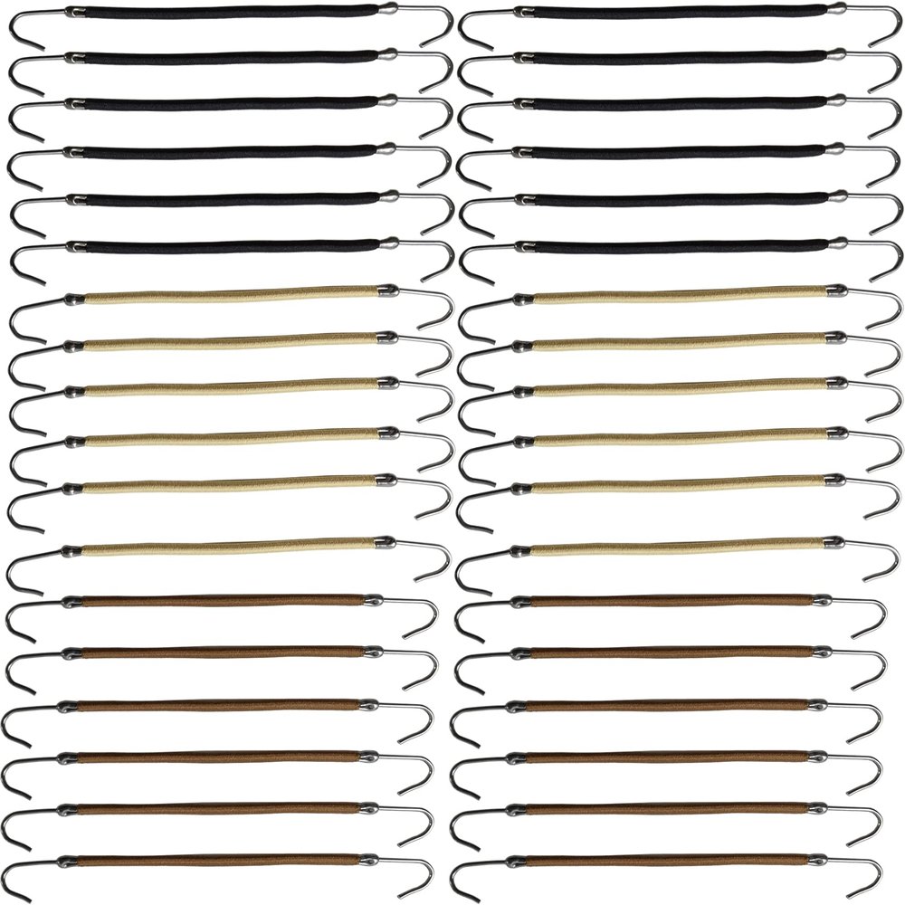 NSBELL 36PCS Elastic Hook Hair Tie Styling Ponytail Holder Hooks Hair Cord (Black, Coffee and Apricot)