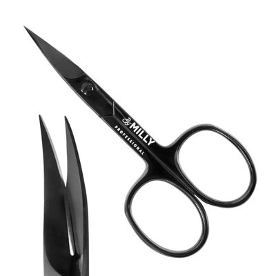 By MILLY Professional Nail Scissors | High Carbon Stainless Steel | Manicure | Razor Sharp Curved Blade for Women - 100% Stainless Steel Beauty Scissors for Nails (Black)