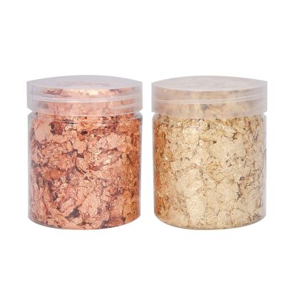 2pcs 5g DIY Gold Flakes Nail Art Decoration Gold Foil for Manicure Painting Jewelry Crafts Making Accessory (Copper + Brass)