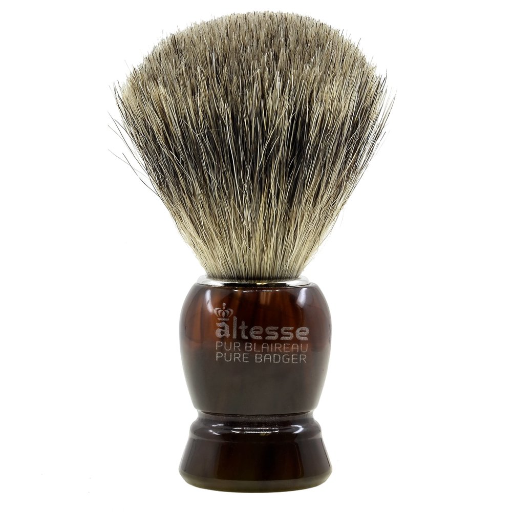 Altesse 75410 High Mountain White Badger Shaving Brush for Shave Cream, Shaving Soap, Shaving Cream Foam and Lather for Wet Shave With Shaving Razor, Safety Razor, and Straight Razor. Made in France