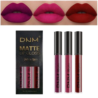 AMY'S DIARY 3Pcs Dark Red Purple Matte Liquid Lipstick Sets, Matte Lipstick Lip Stain Long Lasting 24 Waterproof Lip Gloss Gift Set Matt Lipsticks Set for Women Lippies (Set01)