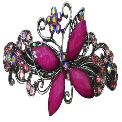 Butterfly Barrette w. Sparkly Crystals Colorful BeadsU86800-0053HP