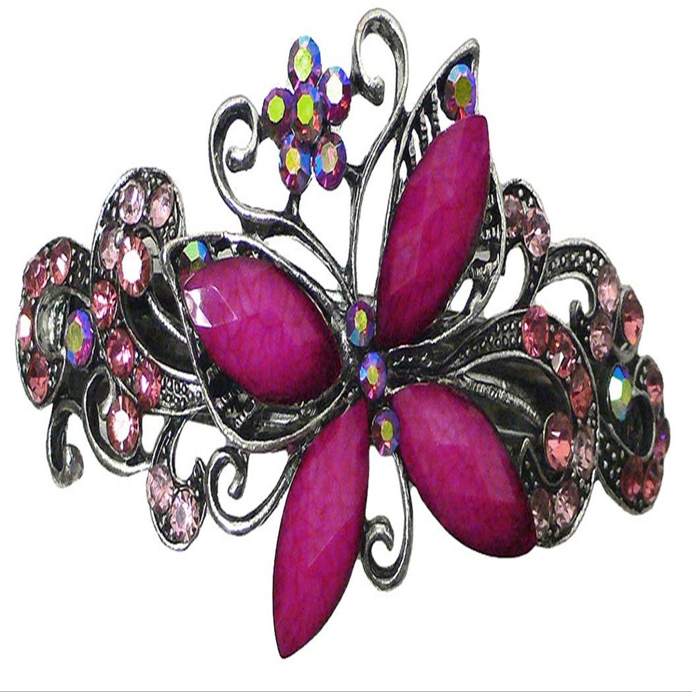 Butterfly Barrette w. Sparkly Crystals Colorful BeadsU86800-0053HP