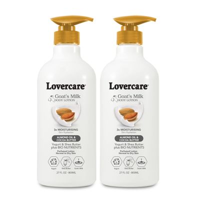 2-PACK Lovercare Goat Milk Body Lotion for Dry Skin Almond Oil & Cocoa Butter (800ml), 54.0 fluid_ounces