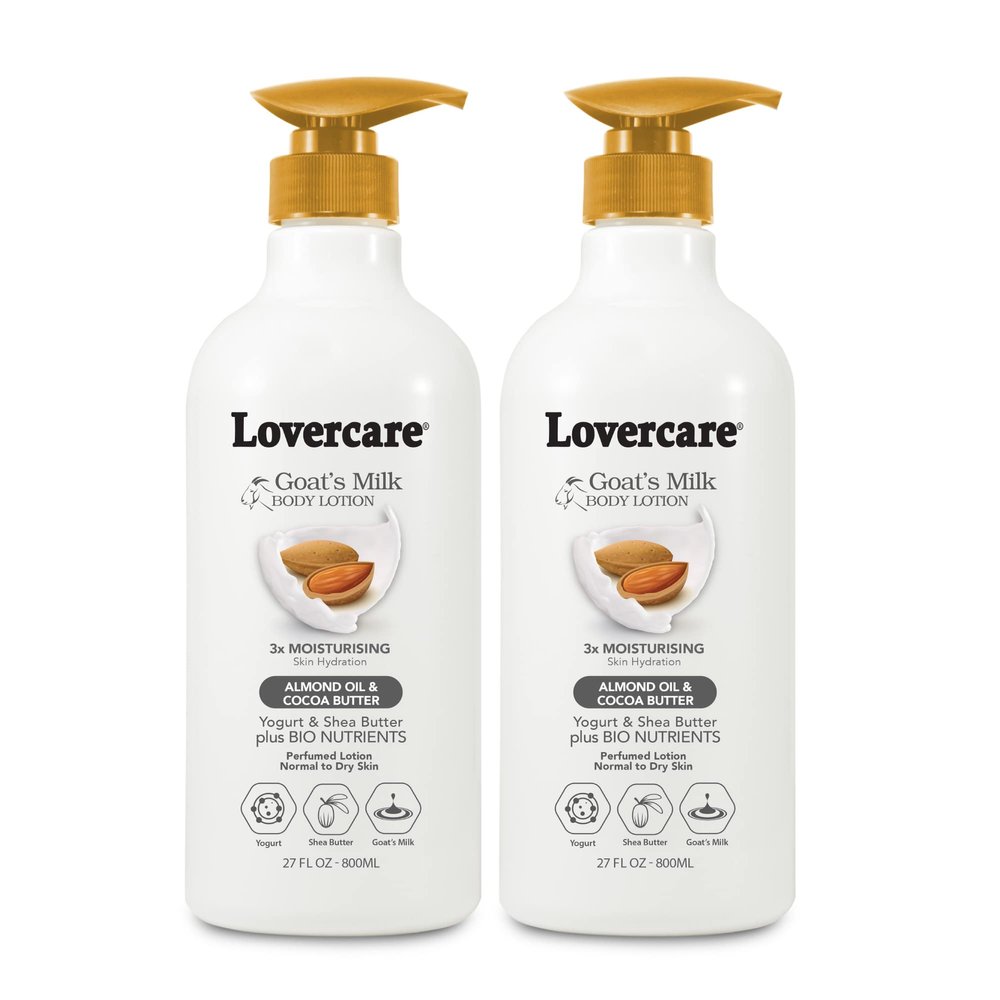 2-PACK Lovercare Goat Milk Body Lotion for Dry Skin Almond Oil & Cocoa Butter (800ml), 54.0 fluid_ounces