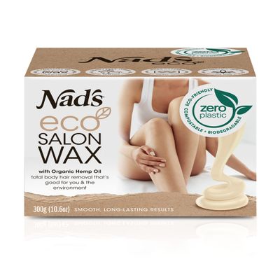 Nad's Professional Microwaveable Hard Stripless Wax - Plastic-Free, Vegan, 300g with Wooden Spatula