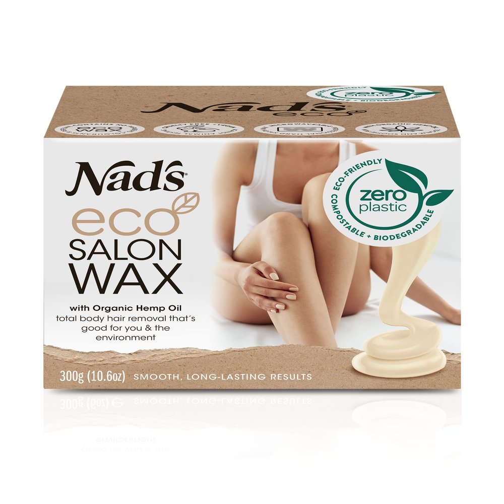 Nad's Professional Microwaveable Hard Stripless Wax - Plastic-Free, Vegan, 300g with Wooden Spatula