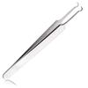 BEUKING Acne Blemish Blackhead Comedone Stainless Steel Nipper Blemish Extractor Tool for Remove Blackhead Acne Whitehead Pimple Bend Curved Tweezers, Silver view 1