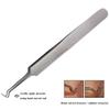 BEUKING Acne Blemish Blackhead Comedone Stainless Steel Nipper Blemish Extractor Tool for Remove Blackhead Acne Whitehead Pimple Bend Curved Tweezers, Silver view 3