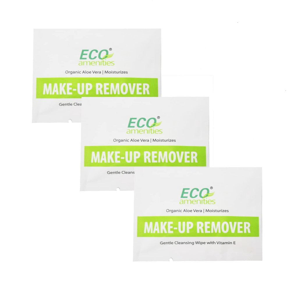 ECO Amenities Aloe Vera & Vitamin E Facial Washing Packets - 180 Count Bulk Makeup Remover Wipes - Hotel-Quality & Travel-Friendly Face Wipes Individually Wrapped