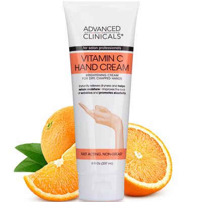 Advanced Clinicals Vitamin C Body & Hand Lotion Moisturizing Skin Care Cream For Hands & Body  Intense Soothing & Hydrating Vitamin C Hand Cream Moisturizer For Dry Cracked Hands, Large 8 Fl Oz