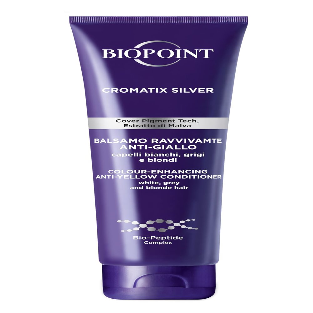 BIOPOINT Purple Conditioner for Blonde or Bleached Hair. Blue Toner Hair Mask for Ash Platinum Undertones, Neutralizing Brassiness. Cromatix Silver - Balsamo Ravvivante Antigiallo per Capelli Bianchi