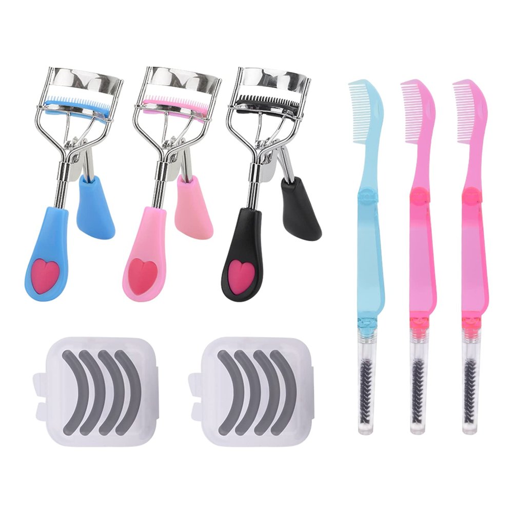 14 Pc Eyelash Set, 3 in 1 Eyelash Curler with Comb & Brush, Refill Pads & Applicator Tool