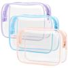 PACKISM Clear Toiletry Bag 3 Medium - TSA Approved Toiletry Bag Quart Size Bag, Travel Makeup Cosmetic Bag for Women, Carry on Airport Airline Compliant Bag, Blue-Purple-Pink view 1